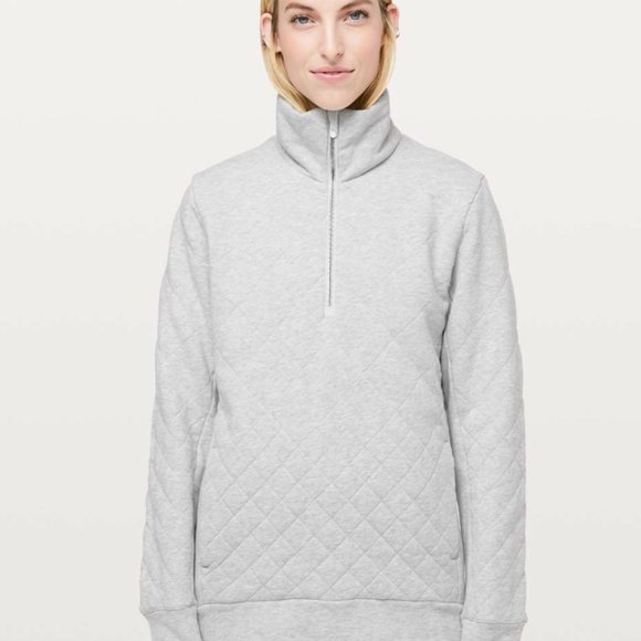 lululemon athletica Jackets & Blazers - Lululemon Gray Forever, Warm Pull over Jacket quilted | Size 4 | EUC